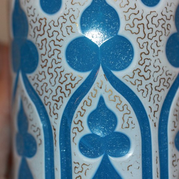Antique Czech Bohemian Cased Glass Cut to Blue